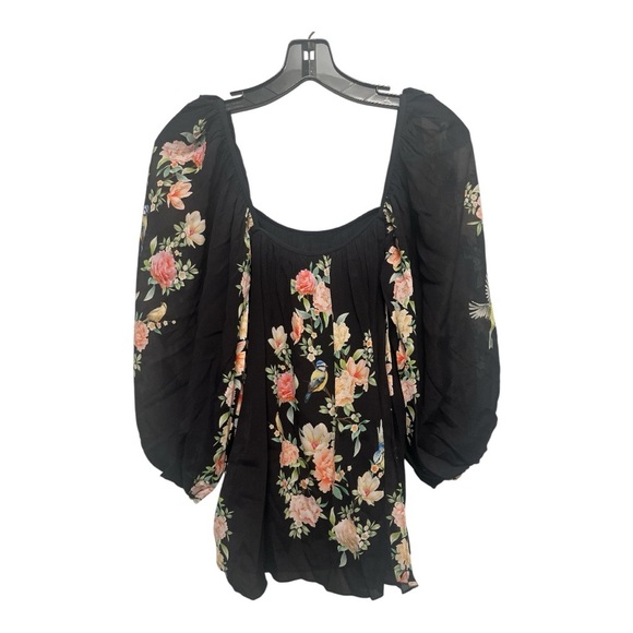Johnny Was Byrdie Blouse Top Black Floral Boho size small NWT - Picture 5 of 8